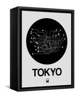 Tokyo Black Subway Map-NaxArt-Framed Stretched Canvas