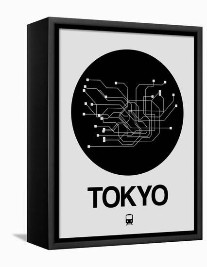 Tokyo Black Subway Map-NaxArt-Framed Stretched Canvas