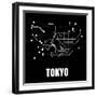 Tokyo Black Subway Map-null-Framed Art Print