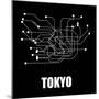 Tokyo Black Subway Map-null-Mounted Art Print