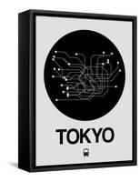 Tokyo Black Subway Map-NaxArt-Framed Stretched Canvas