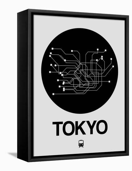 Tokyo Black Subway Map-NaxArt-Framed Stretched Canvas