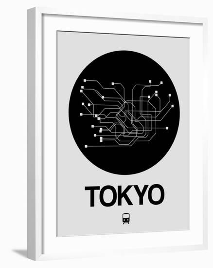 Tokyo Black Subway Map-NaxArt-Framed Art Print