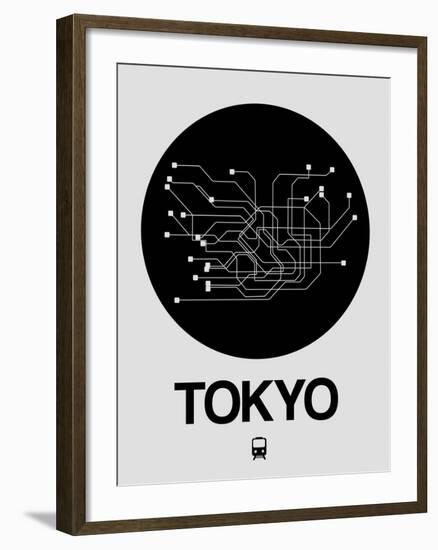 Tokyo Black Subway Map-NaxArt-Framed Art Print