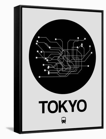 Tokyo Black Subway Map-NaxArt-Framed Stretched Canvas