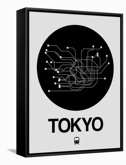 Tokyo Black Subway Map-NaxArt-Framed Stretched Canvas