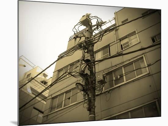 Tokyo City Electric Pole-NaxArt-Mounted Art Print