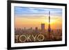 Tokyo, Japan - City View and Sunset-Lantern Press-Framed Art Print