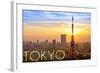 Tokyo, Japan - City View and Sunset-Lantern Press-Framed Art Print