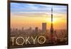Tokyo, Japan - City View and Sunset-Lantern Press-Framed Art Print