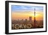 Tokyo, Japan - City View and Sunset-Lantern Press-Framed Art Print