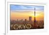 Tokyo, Japan - City View and Sunset-Lantern Press-Framed Premium Giclee Print