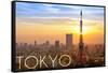 Tokyo, Japan - City View and Sunset-Lantern Press-Framed Stretched Canvas