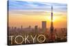 Tokyo, Japan - City View and Sunset-Lantern Press-Stretched Canvas