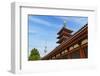 Tokyo, Japan. Five story Asakusa Pagoda and the Tokyo Sky Tree communications tower loom over the S-Miva Stock-Framed Photographic Print