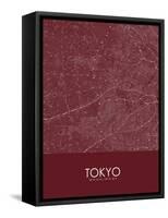 Tokyo, Japan Red Map-null-Framed Stretched Canvas