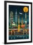 Tokyo, Japan - Retro Skyline (no text)-Lantern Press-Framed Art Print