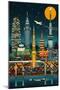 Tokyo, Japan - Retro Skyline (no text)-Lantern Press-Mounted Premium Giclee Print