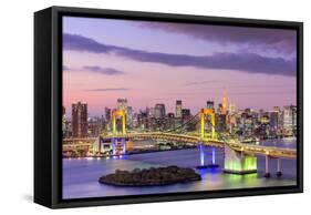 Tokyo, Japan Skyline with Rainbow Bridge and Tokyo Tower-Sean Pavone-Framed Stretched Canvas