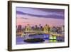 Tokyo, Japan Skyline with Rainbow Bridge and Tokyo Tower-Sean Pavone-Framed Photographic Print