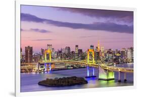 Tokyo, Japan Skyline with Rainbow Bridge and Tokyo Tower-Sean Pavone-Framed Photographic Print