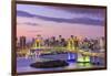 Tokyo, Japan Skyline with Rainbow Bridge and Tokyo Tower-Sean Pavone-Framed Photographic Print