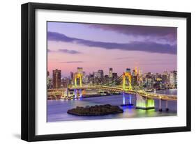 Tokyo, Japan Skyline with Rainbow Bridge and Tokyo Tower-Sean Pavone-Framed Photographic Print