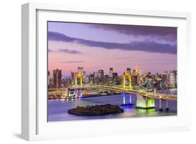 Tokyo, Japan Skyline with Rainbow Bridge and Tokyo Tower-Sean Pavone-Framed Photographic Print