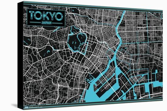 Tokyo - Map-Trends International-Stretched Canvas