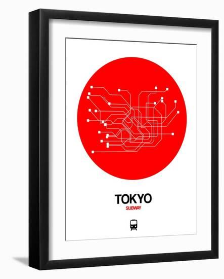 Tokyo Red Subway Map-NaxArt-Framed Art Print