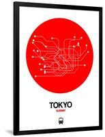 Tokyo Red Subway Map-NaxArt-Framed Art Print