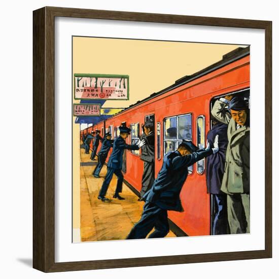 Tokyo's Crowded Underground Trains-Harry Green-Framed Giclee Print