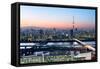 Tokyo Skyline at Dusk, View of Asakusa District, Sumida River and Skytree-Roland Nagy-Framed Stretched Canvas