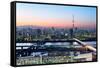 Tokyo Skyline at Dusk, View of Asakusa District, Sumida River and Skytree-Roland Nagy-Framed Stretched Canvas