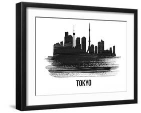 Tokyo Skyline Brush Stroke - Black II-NaxArt-Framed Art Print