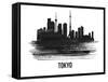 Tokyo Skyline Brush Stroke - Black II-NaxArt-Framed Stretched Canvas