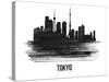 Tokyo Skyline Brush Stroke - Black II-NaxArt-Stretched Canvas