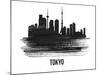 Tokyo Skyline Brush Stroke - Black II-NaxArt-Mounted Art Print