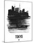 Tokyo Skyline Brush Stroke - Black-NaxArt-Mounted Art Print