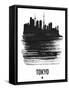 Tokyo Skyline Brush Stroke - Black-NaxArt-Framed Stretched Canvas