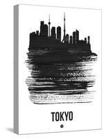 Tokyo Skyline Brush Stroke - Black-NaxArt-Stretched Canvas