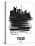 Tokyo Skyline Brush Stroke - Black-NaxArt-Stretched Canvas