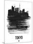 Tokyo Skyline Brush Stroke - Black-NaxArt-Mounted Art Print