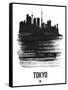 Tokyo Skyline Brush Stroke - Black-NaxArt-Framed Stretched Canvas