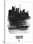 Tokyo Skyline Brush Stroke - Black-NaxArt-Stretched Canvas