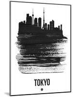 Tokyo Skyline Brush Stroke - Black-NaxArt-Mounted Art Print