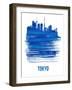 Tokyo Skyline Brush Stroke - Blue-NaxArt-Framed Art Print