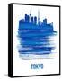Tokyo Skyline Brush Stroke - Blue-NaxArt-Framed Stretched Canvas