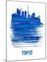 Tokyo Skyline Brush Stroke - Blue-NaxArt-Mounted Art Print