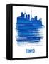 Tokyo Skyline Brush Stroke - Blue-NaxArt-Framed Stretched Canvas